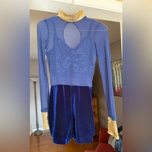 Weissman blue velvet short set.  Adult Small